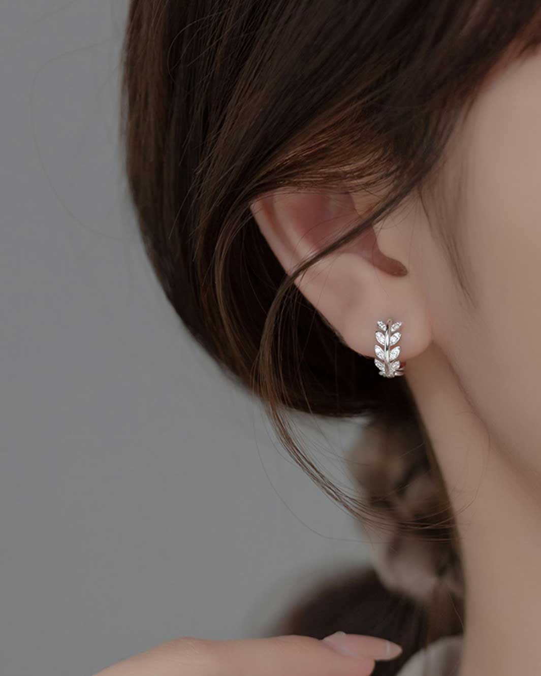 Diamante Leafy Hoop Earrings