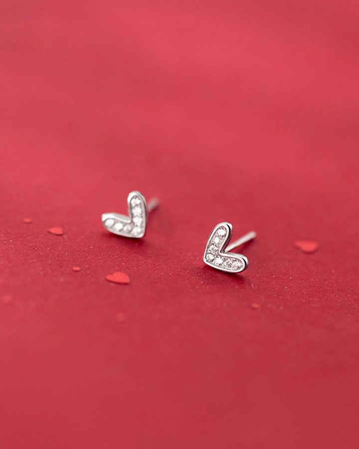 Rina Diamante Heart Stud Earrings