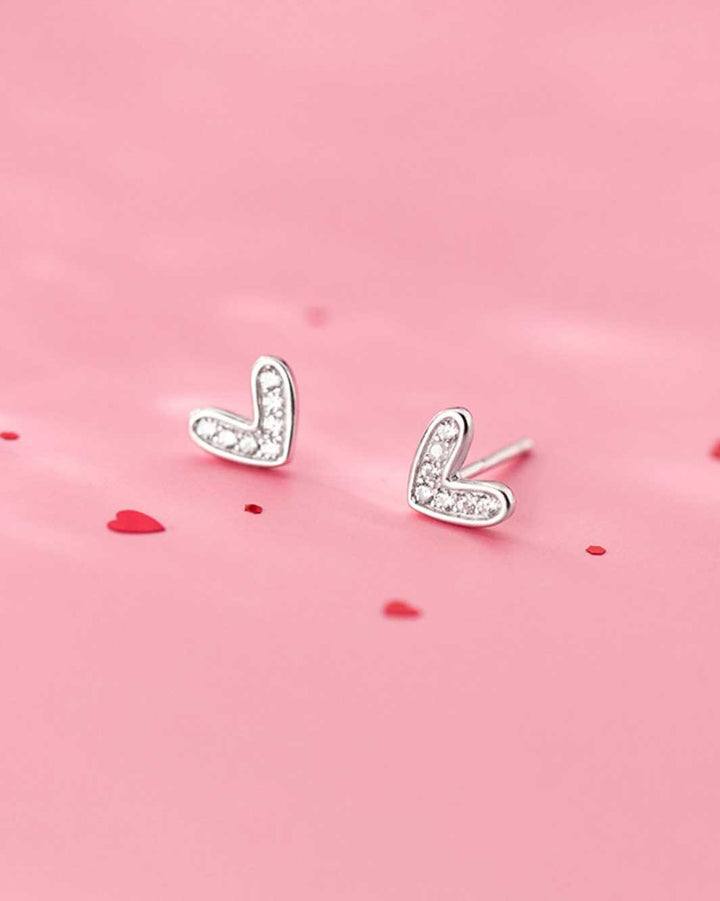 Rina Diamante Heart Stud Earrings