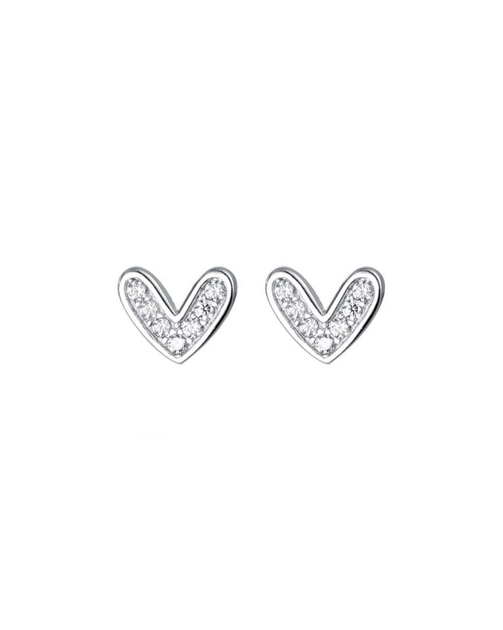 Rina Diamante Heart Stud Earrings