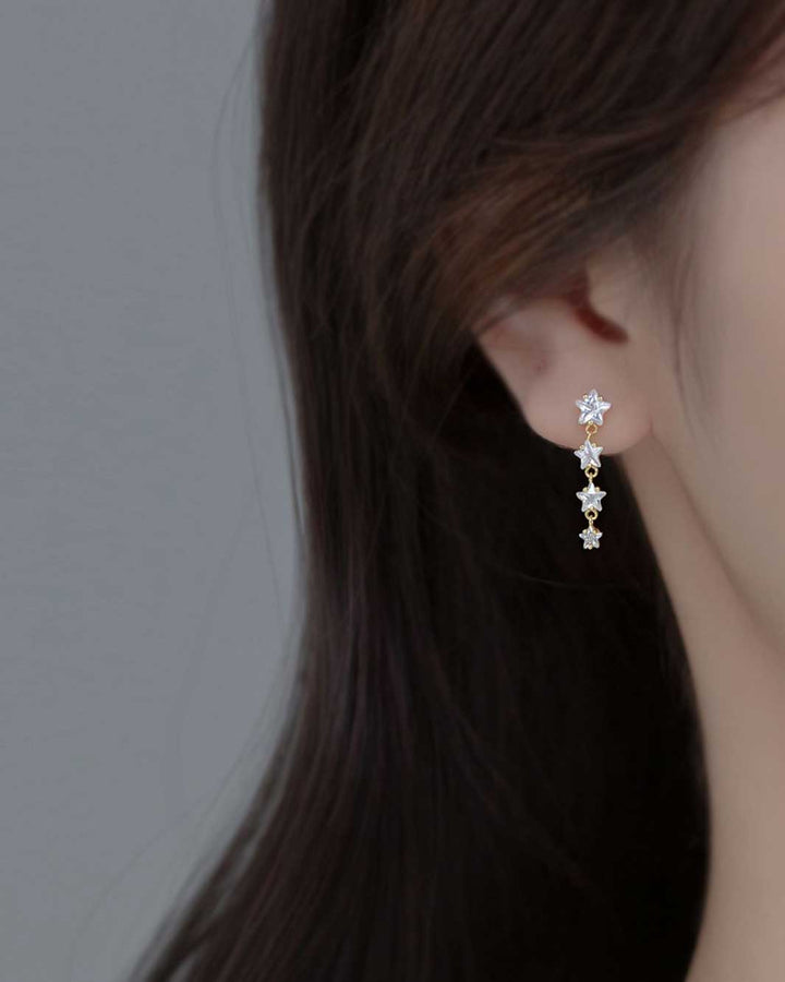 Diamond Stars Drop Earrings