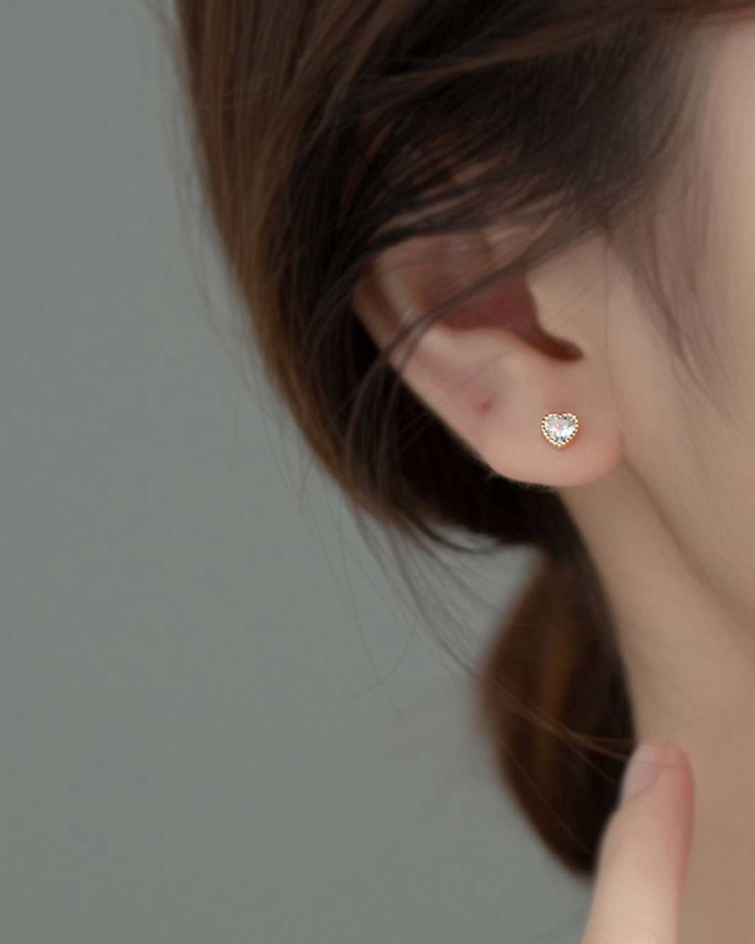 Diamante Heart Stud Earrings
