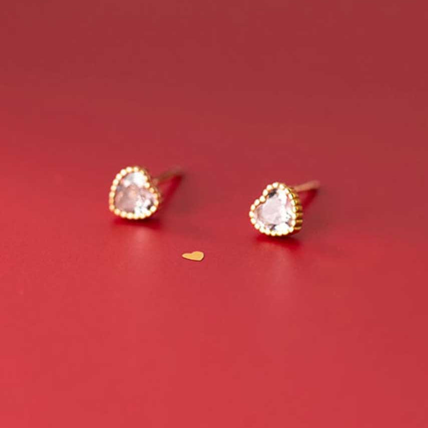 Diamante Heart Stud Earrings