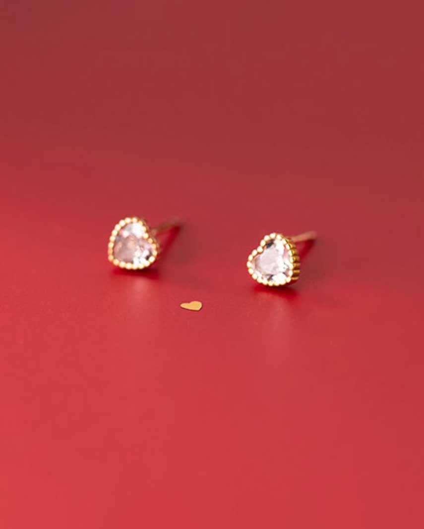 Diamante Heart Stud Earrings