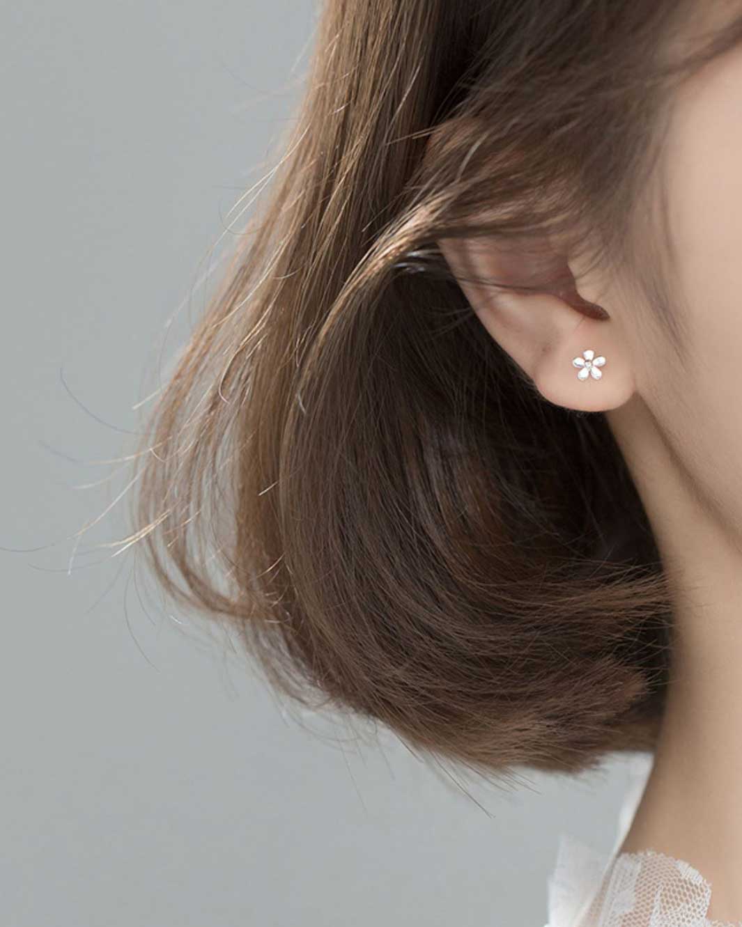 Cute Flower Barbell Earrings