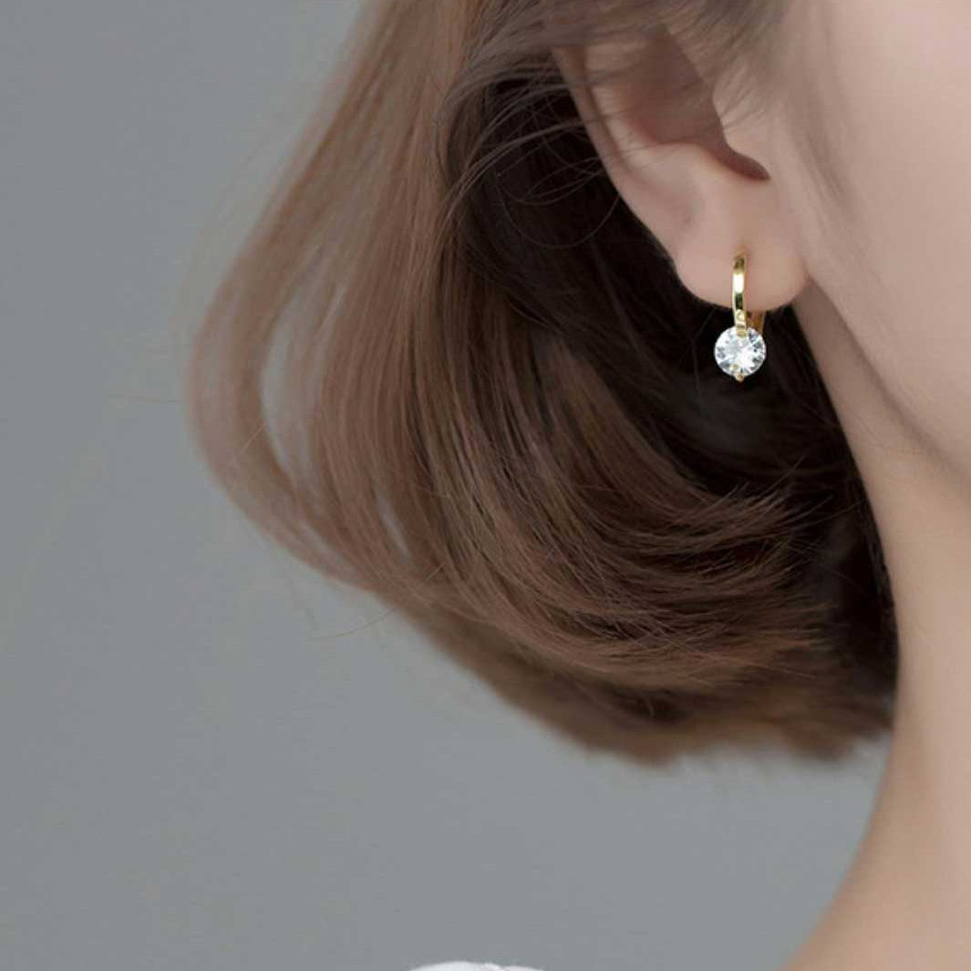 Diamond Pendant Huggie Earrings