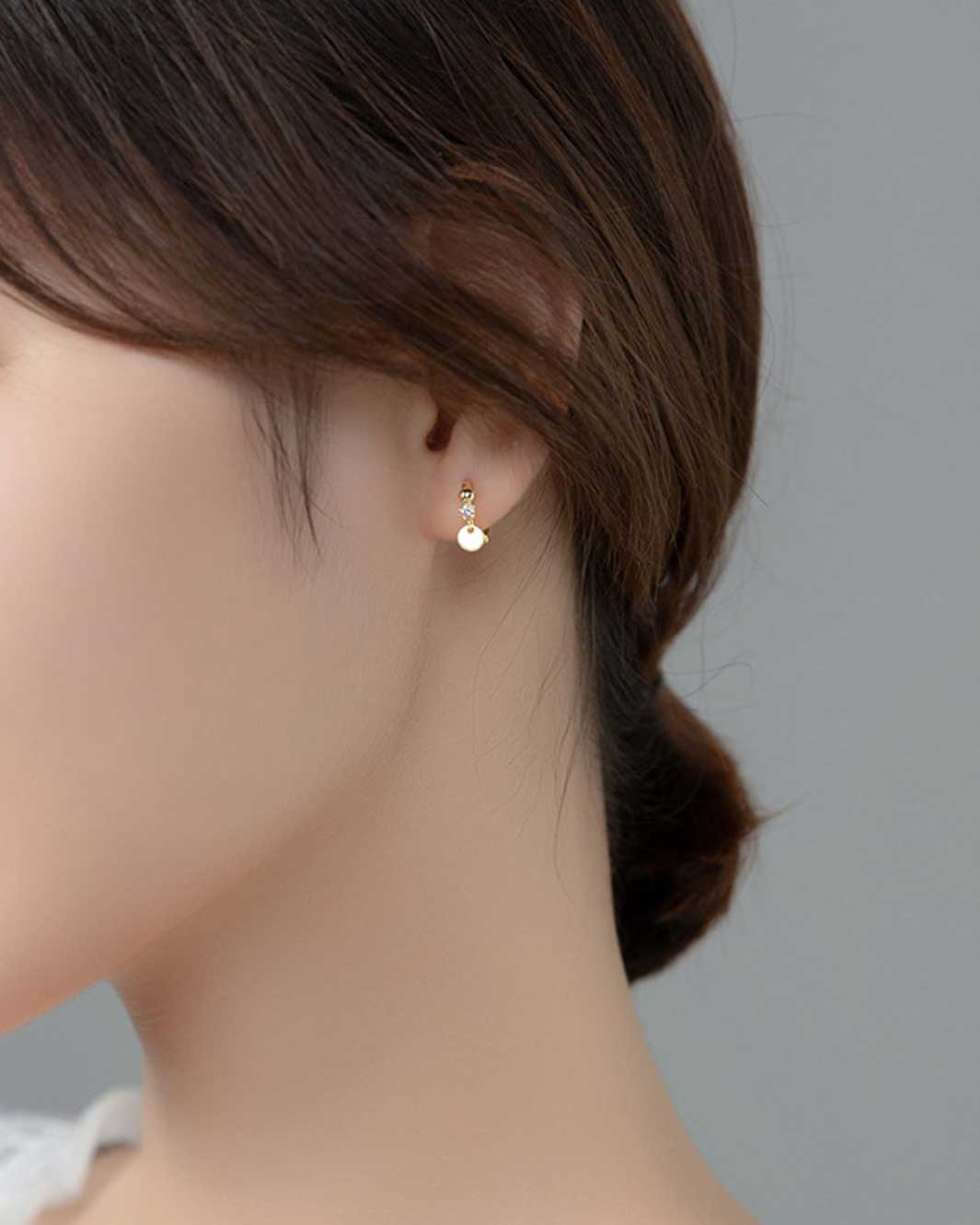 Round Charm Huggie Earrings