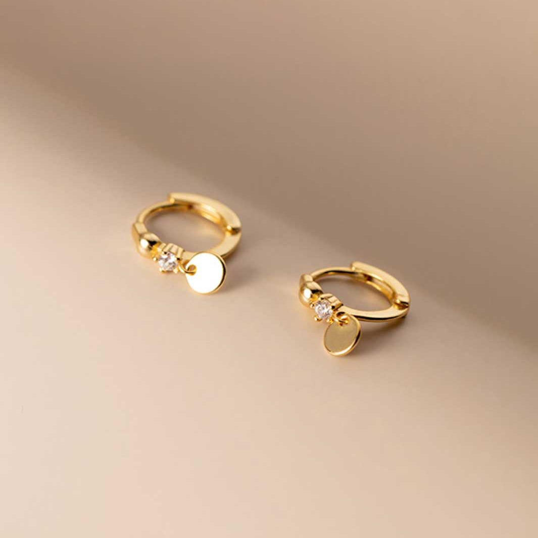 Round Charm Huggie Earrings