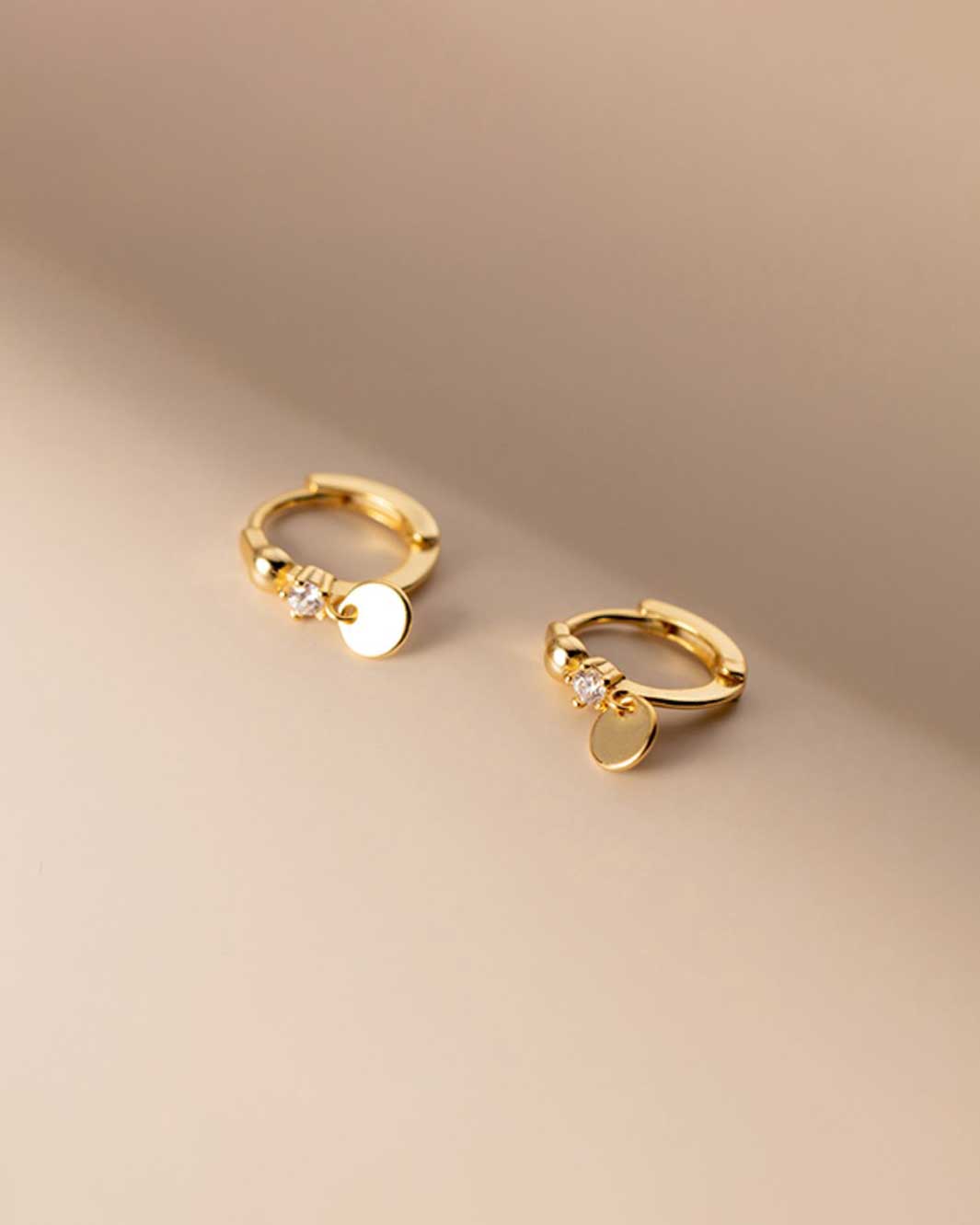 Round Charm Huggie Earrings