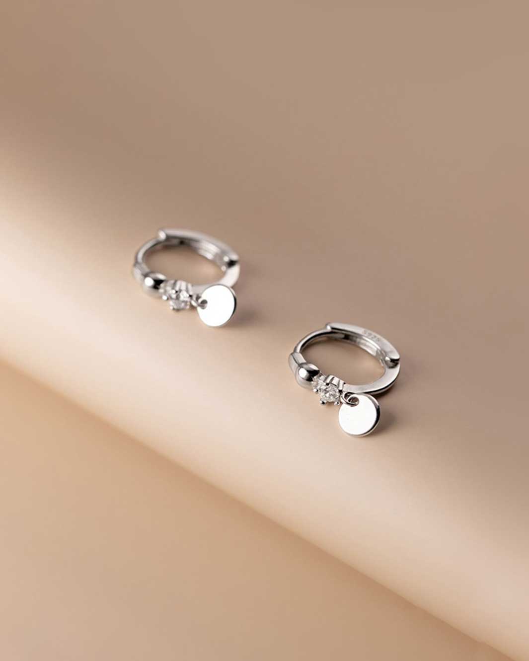 Round Charm Huggie Earrings
