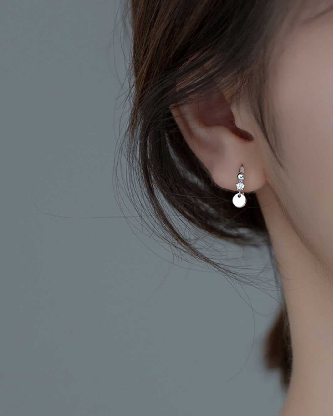 Round Charm Huggie Earrings