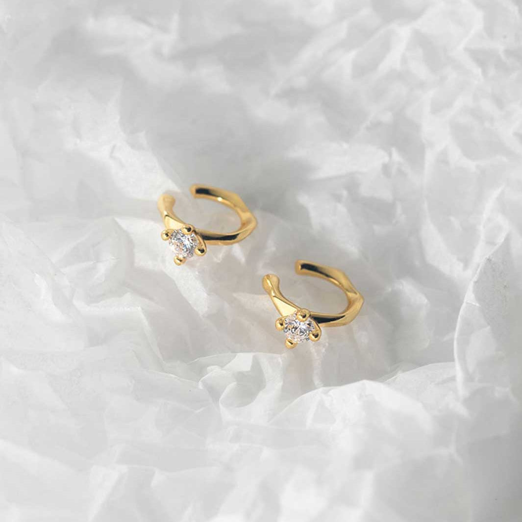 Diamond Charm Ear Cuffs and Huggie Earrings