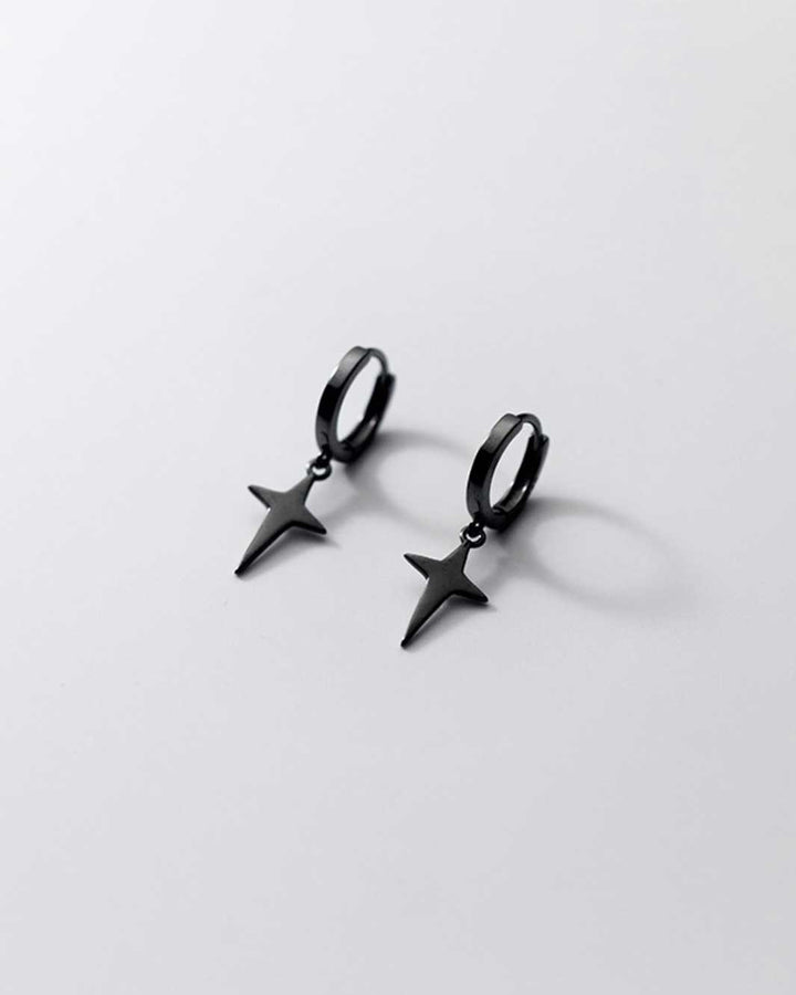 Black Star Charm Huggie Earrings