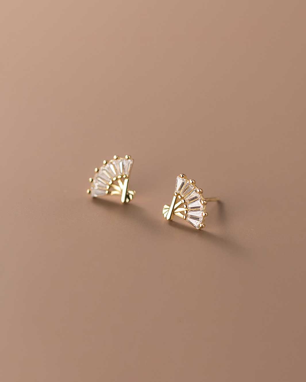 Ancient Folding Fan Stud Earrings