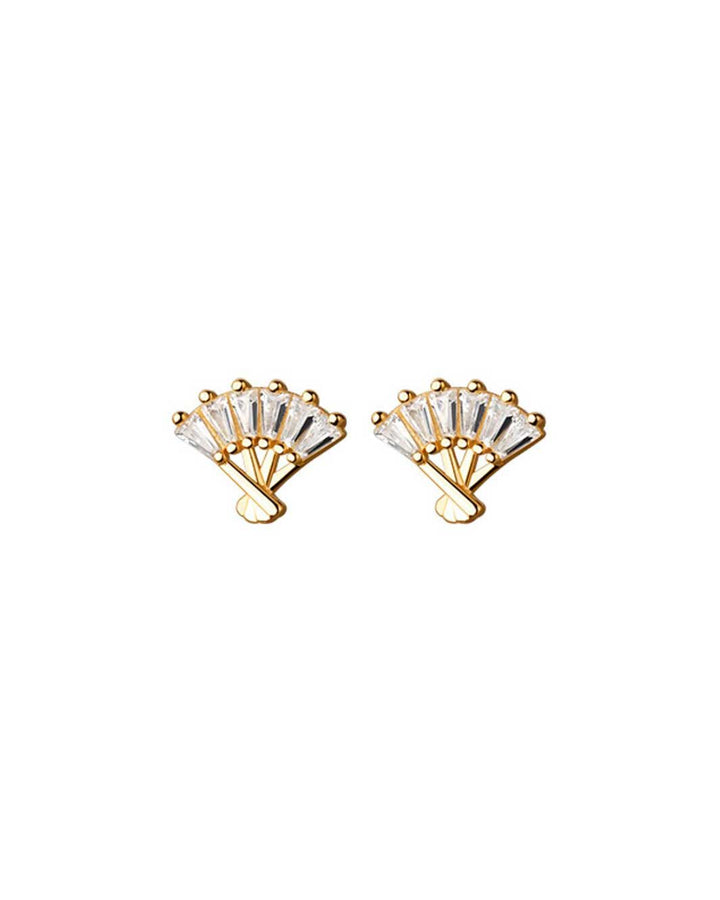 Ancient Folding Fan Stud Earrings