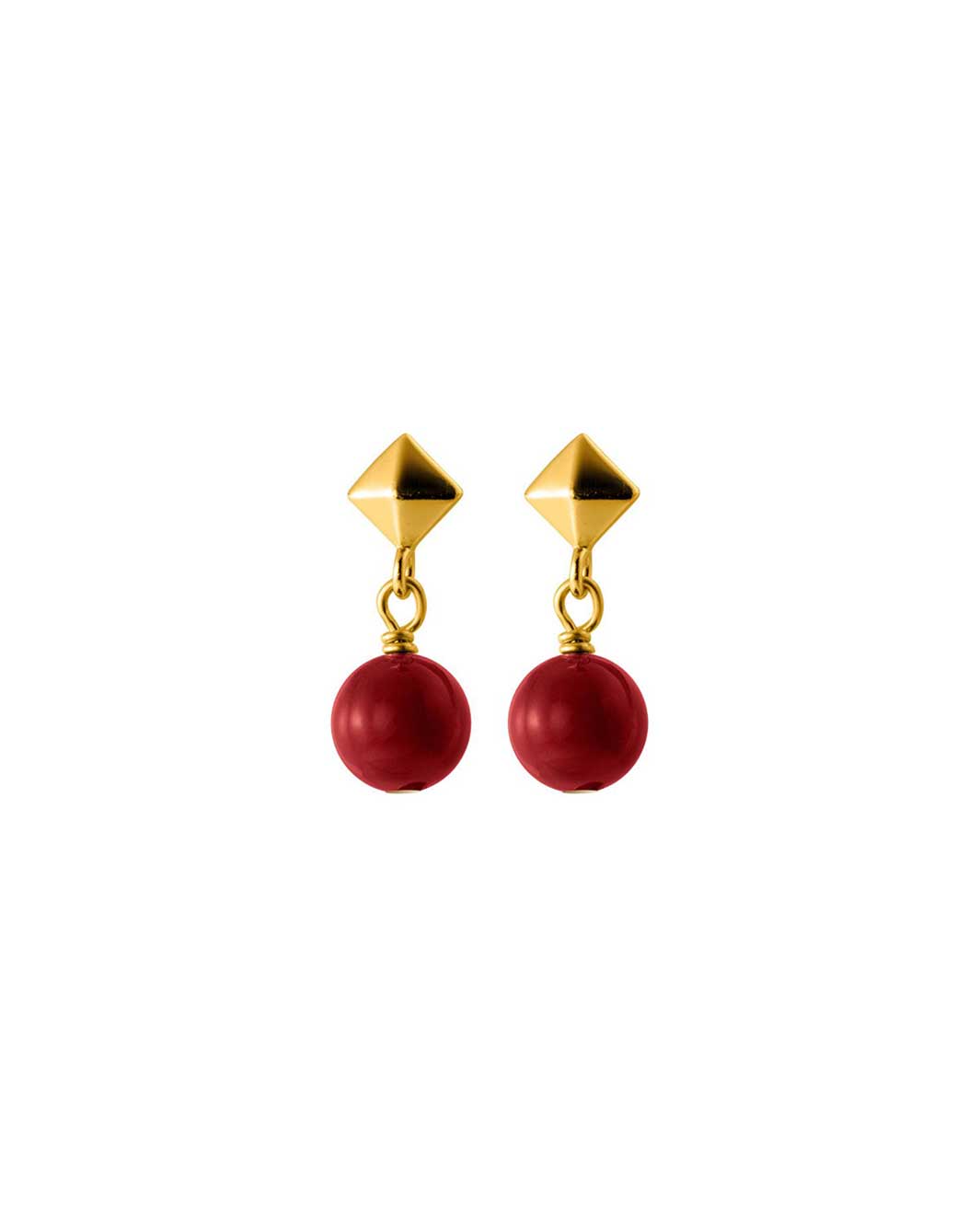 Red Pearl Drop Earrings