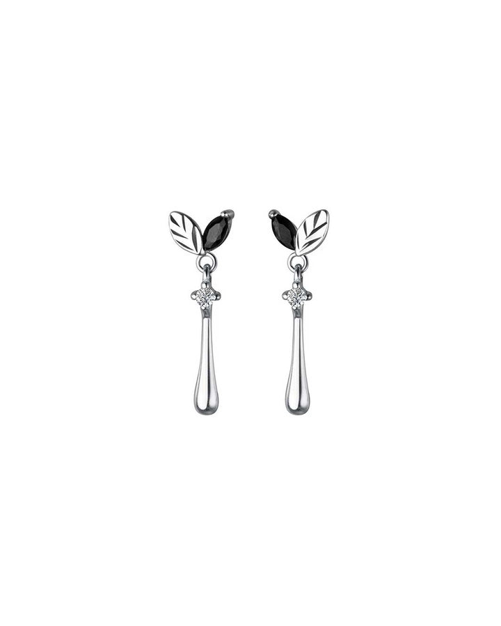 Diamond Leafy Drop Earrings