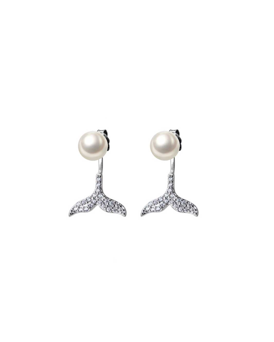 Pearl and Mermaid Tail Jacket Earrings