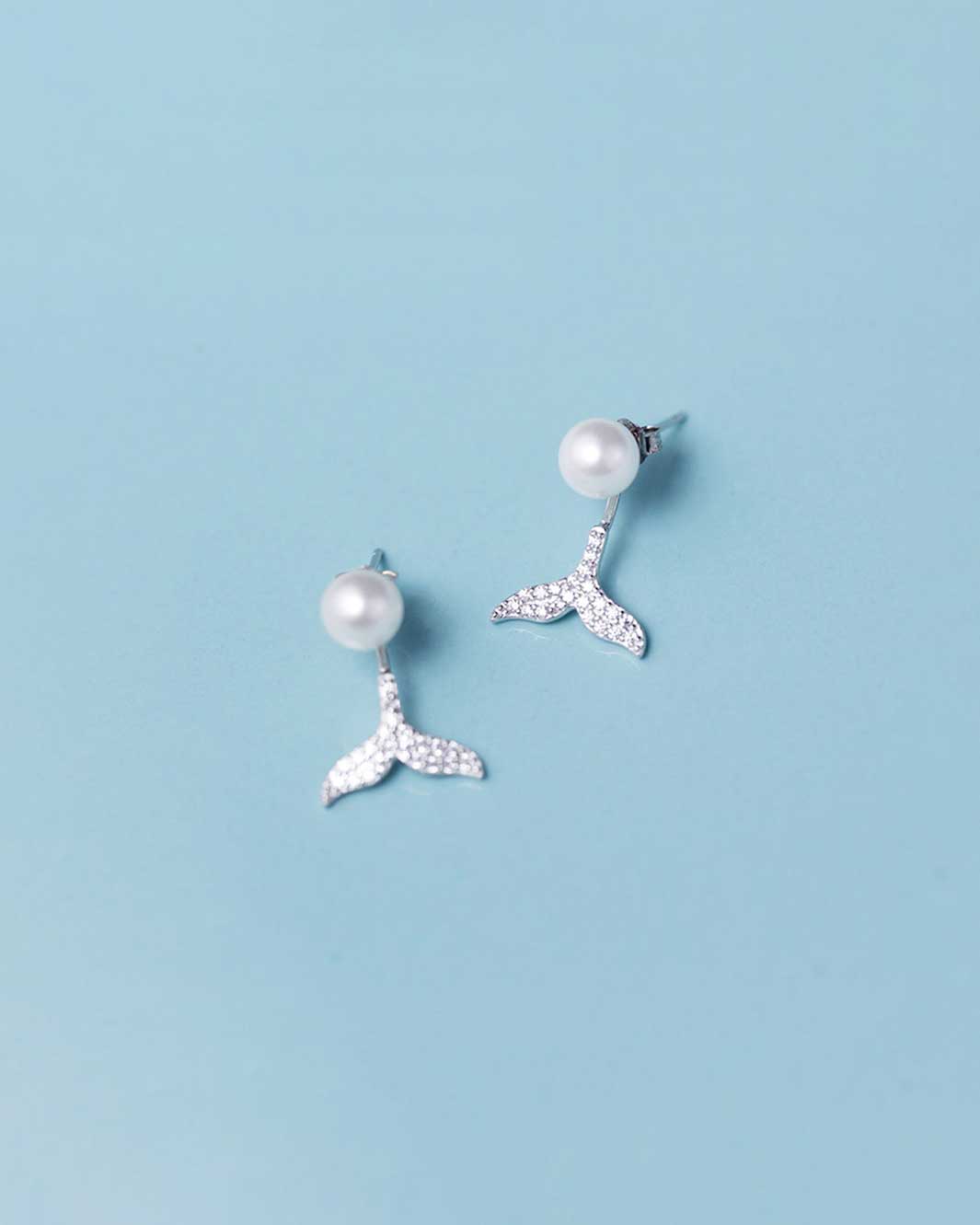 Pearl and Mermaid Tail Jacket Earrings