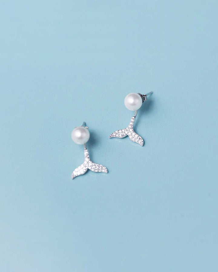 Pearl and Mermaid Tail Jacket Earrings