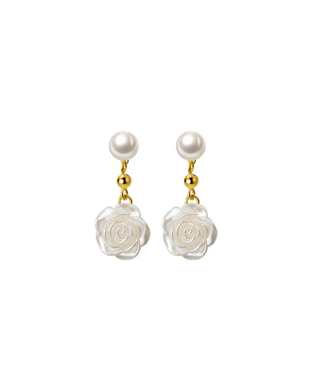 Camellia Pearl Drop Earrings