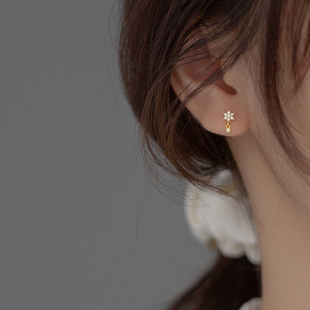 Dahlia Flower Barbell Earrings