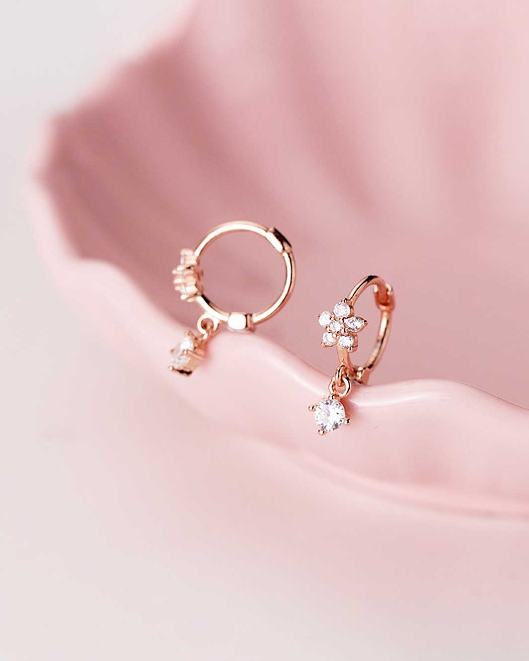 Diamante Floral Huggie Earrings