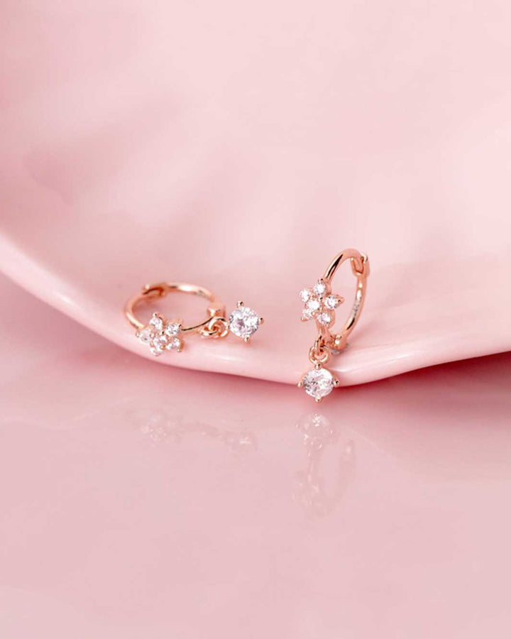 Diamante Floral Huggie Earrings