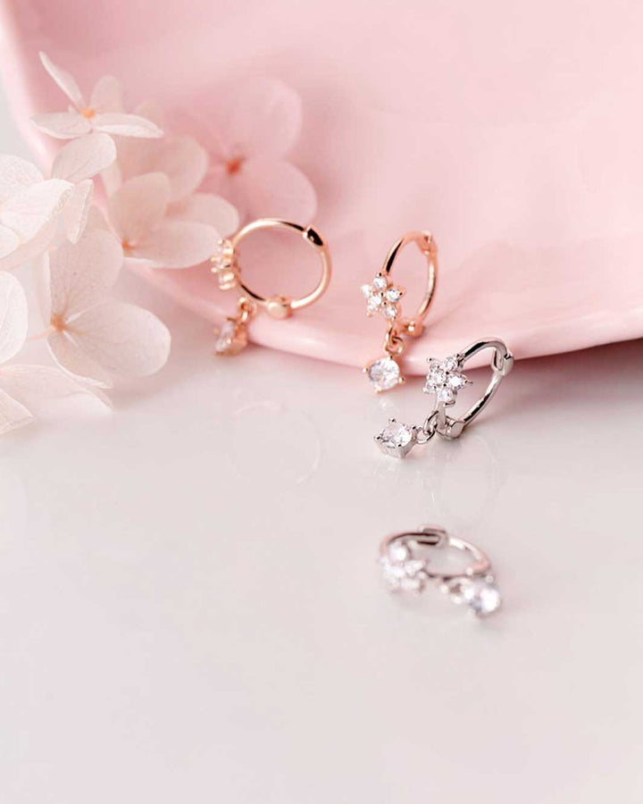 Diamante Floral Huggie Earrings