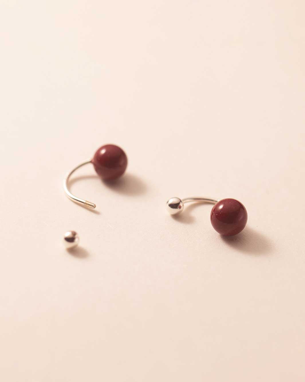 Red Cinnabar Stone Jacket Earrings