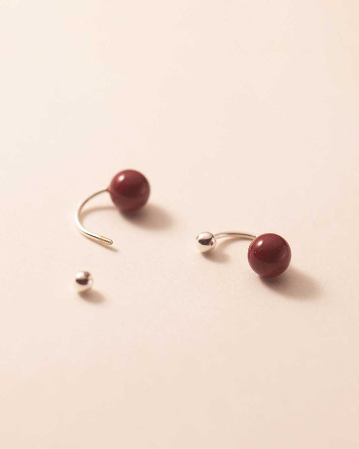 Red Cinnabar Stone Jacket Earrings