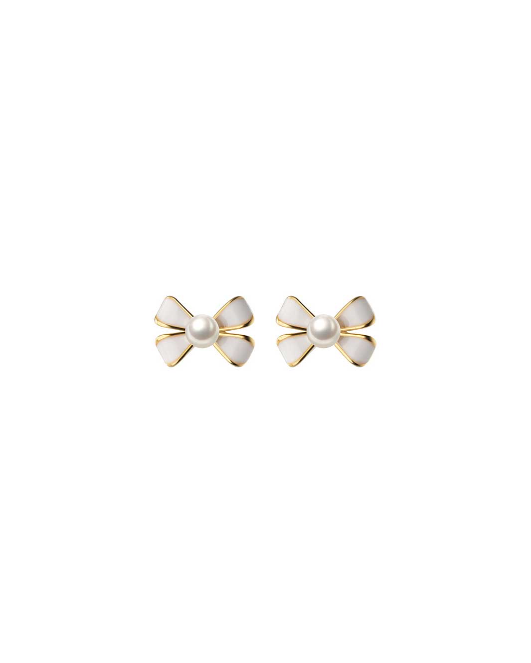 Pearl Ribbon Stud Earrings