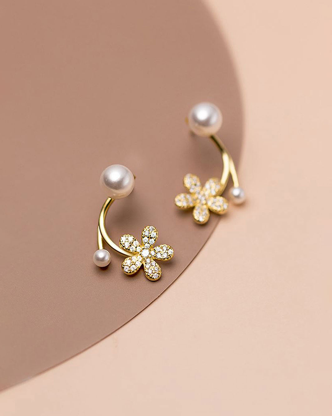 Myrtle Flower Pearl Jacket Earrings