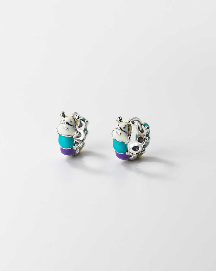Vibrant Caterpillar Huggie Earrings