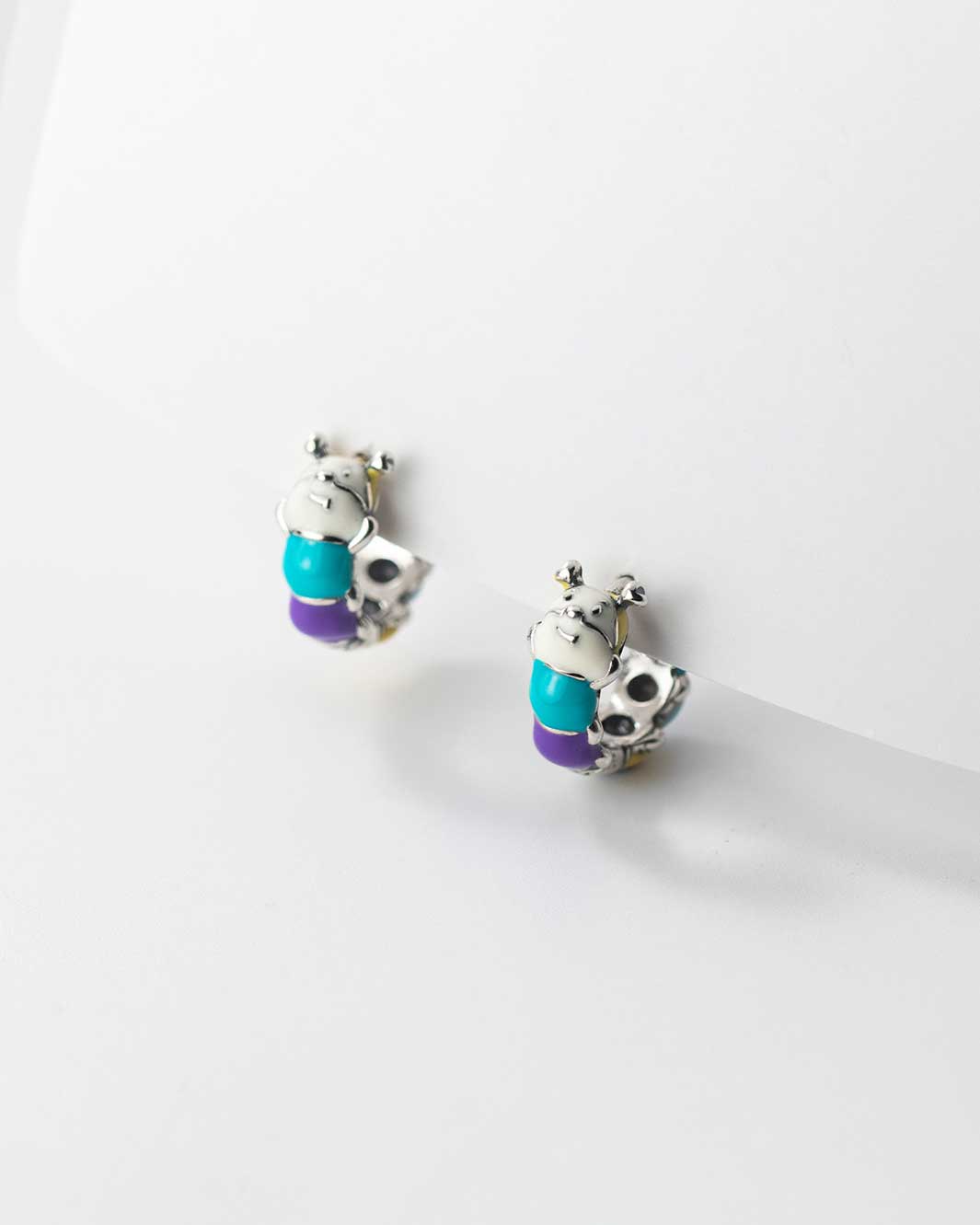 Vibrant Caterpillar Huggie Earrings