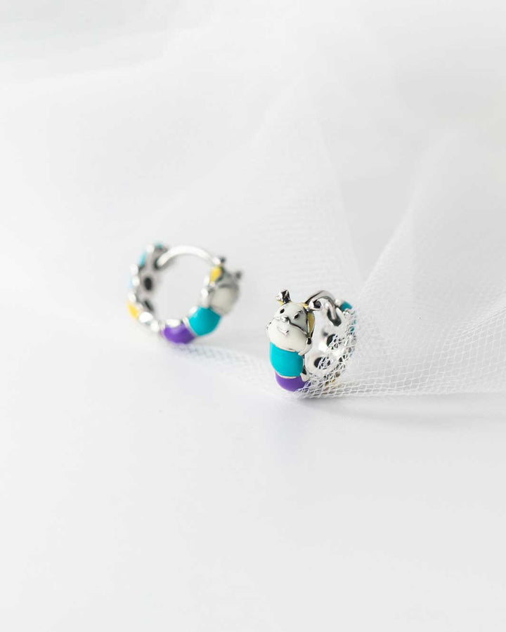 Vibrant Caterpillar Huggie Earrings