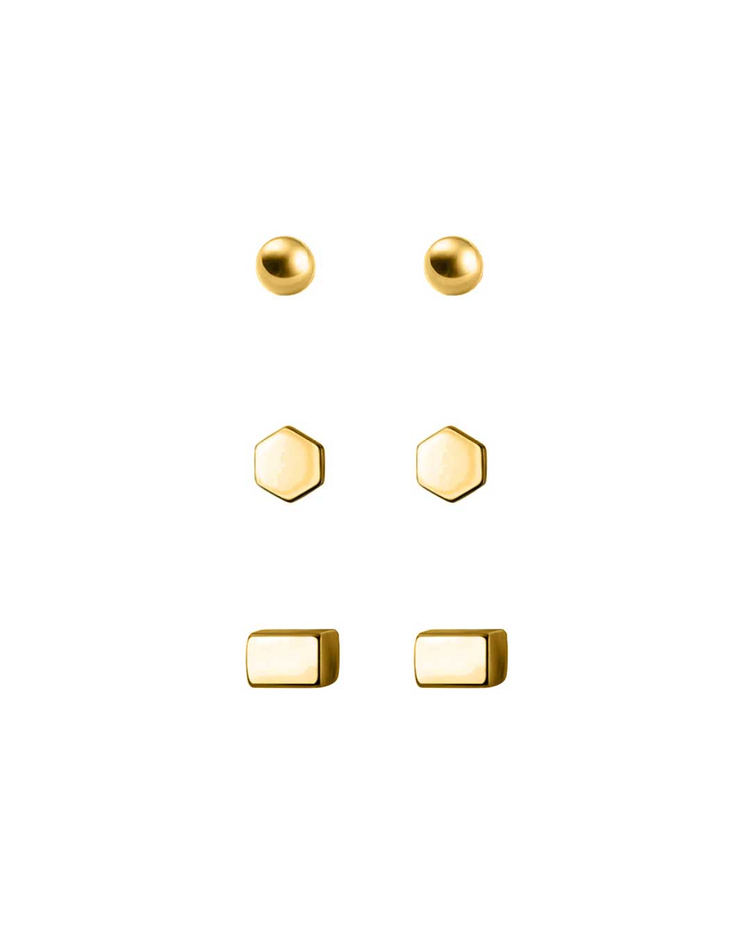 Geometric Shape 3-Pack Stud Earrings