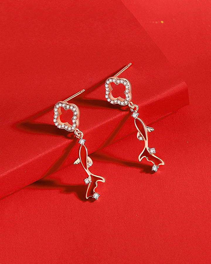 Fortune Clover and Koi Drop Earrings
