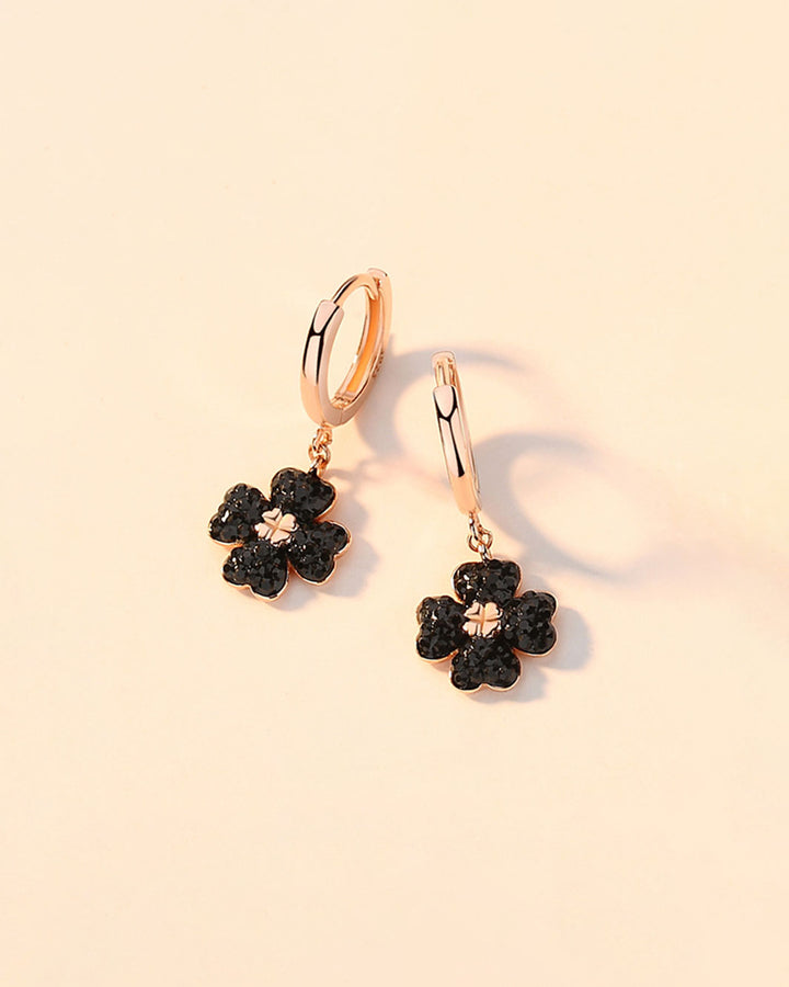 Diamante Four-leaf Clover Hoop Earrings